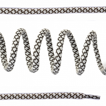 Шнурки круглые 5мм с наполнителем дл.100 см цв. бело-серый шашки (25 компл)