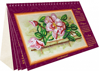 Набор для вышивания бисером на натуральном холсте АБРИС АРТ арт. AK-003 Календарь Цветы 13,2х7,4 см