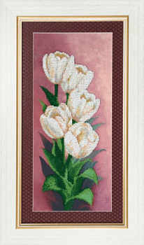 Набор для вышивания бисером ЧАРИВНА МИТЬ арт.Б-682 Белоснежные тюльпаны 16х36,5 см