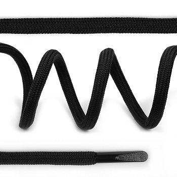 Шнурки круглые полиэфир 4 мм цв.черный F322/S580 арт.TBY 7290-0043, длина 130 см, уп. 50 шт