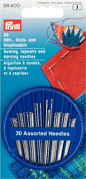 Иглы швейные ручные PRYM набор для шитья, вышивки, штопки, уп.30 шт, арт.128600