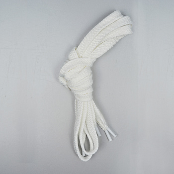 Шнурки плоские 6-8мм турецкое плетение дл.150см цв. белый (25 компл)