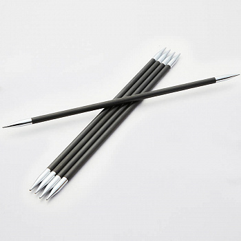 41120 Knit Pro Спицы чулочные для вязания Karbonz 1мм/ 20см карбон, черный, 5 шт