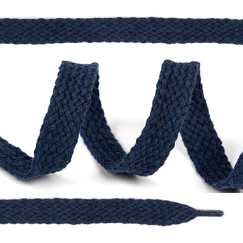 Шнурки плоские 15мм классическое плетение х/б дл.150см цв.024 т.синий (10 комп)