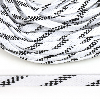 Шнур плоский х/б 10мм турецкое плетение TW цв.001/032 бело-черный уп.50м