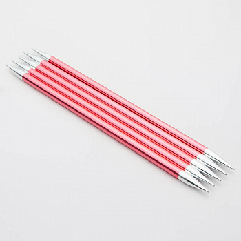 47014 Knit Pro Спицы чулочные для вязания Zing 6,5мм/15см, алюминий, коралловый, 5шт