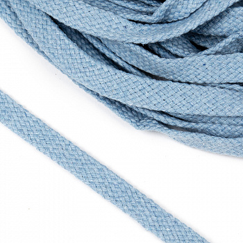 Шнур плоский х/б 12мм турецкое плетение цв.020 голубой уп.25 м