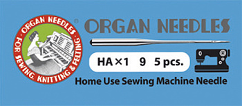 Иглы для бытовых швейных машин ORGAN универсальные №65 HA 1/9, уп.5 игл (мягкая уп.)