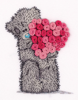 Набор для вышивания PANNA Живая картина арт. MTY-2125 Tatty Teddy с сердцем из роз 12х15,5 см