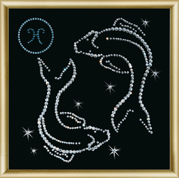 Набор ЧМ арт. КС-008 для изготовления картины со стразами Рыбы 14,6х14,6 см