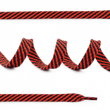 Шнурки плоские 9 мм 7с859 длина 100 см, компл.2шт, цв.черный-красный широкая полоска
