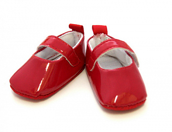 Туфли лакированные для кукол КЛ.25271 размер по подошве 7,5см выс.3см, цв.красный