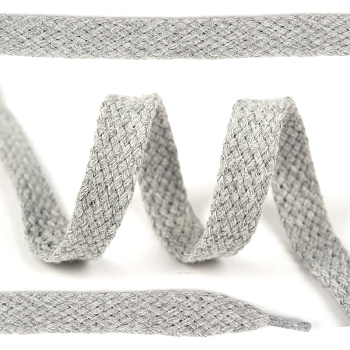Шнурки плоские 12мм классическое плетение х/б дл.150см цв.028 св.серый (10 комп)