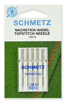 Иглы для бытовых швейных машин Schmetz Топ Стич 130N NM №80, уп.5 игл