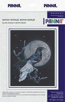 Набор для вышивания PANNA арт. PT-7021 Ворон черный, ворон белый 24,5х32 см
