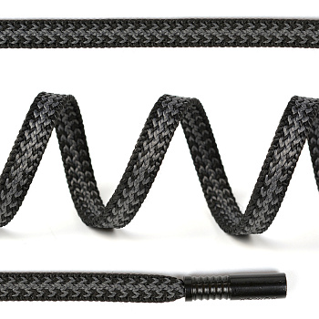 Шнурки TBY декоративные плоские 08мм 130см арт.SLF028.10 цв.черный/серый уп.10 шт