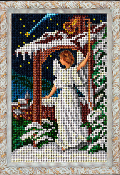 Набор для вышивания ювелирным бисером КРАСА И ТВОРЧЕСТВО арт.80915 Рождественский ангел 9,8х15,4 см