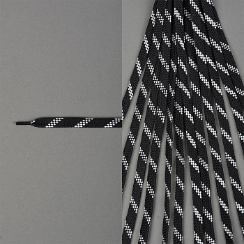 Шнурки плоские 9 мм 7с859 длина 100 см, компл.2шт, цв. черный с белым
