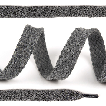 Шнурки плоские 15мм классическое плетение х/б дл.150см цв.029 серый (10 комп)