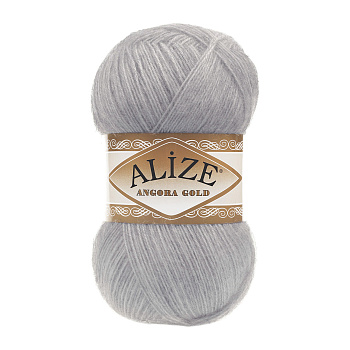 Пряжа для вязания Ализе Angora Gold (20% шерсть, 80% акрил) 5х100г/550м цв.614 серый меланж