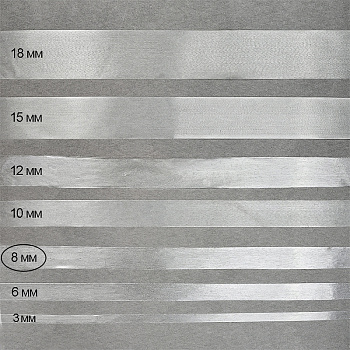 Лента (резинка) TBY силиконовая матовая 38007 шир.8мм толщ. 0,3мм уп.1кг (≈420м)