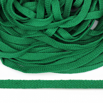 Шнур плоский х/б 12мм турецкое плетение цв.018 св.зелёный уп.25 м