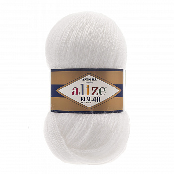 Пряжа для вязания Ализе Angora Real 40 (40% шерсть, 60% акрил) 5х100г/480м цв.055 белый