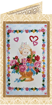 Набор для вышивания бисером АБРИС АРТ арт. AO-131 Цветочки от ангелочка 8,4х14см