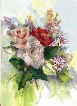 Набор для вышивания ВЫШИВАЛЬНАЯ МОЗАИКА арт. 141ЦВ Акварельные цветы. Розы 19,5х26,5см