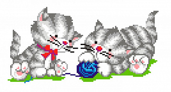 Набор для вышивания сх.канва+мулине МП Студия арт.КН-410 Два котенка с клубком 21х30/13х24 см