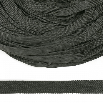 Шнур плоский полиэфир 12 мм классическое плетение цв.142 серый уп.50 м