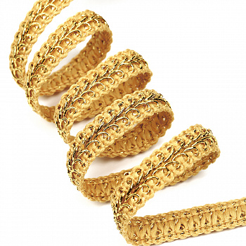 Тесьма Шанель плетеная TBY шир.12мм 0384-0018 цв.золото уп.9м