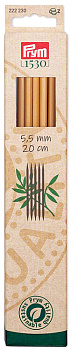 222230 PRYM Спицы чулочные для вязания Prym 1530 5,5мм 20см, бамбук, натуральный, уп.5шт
