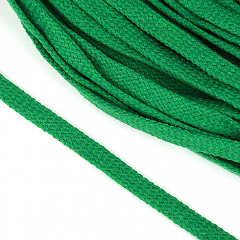Шнур плоский х/б 10мм турецкое плетение цв.018 св.зелёный уп.25 м
