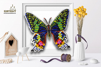 Набор для вышивки бисером 3-D БЛАГОВЕСТ арт.Б-034 Бабочка Chrysiridia Madagascarensis 13,5х12 см