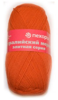 Пряжа для вязания ПЕХ Австралийский меринос (95% мериносовая шерсть, 5% акрил высокообъемный) 5х100г/400м цв.189 ярк.оранжевый