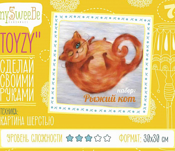 Набор для изготовления картины шерстью Toyzy арт.TZ-P031 Рыжий кот А4