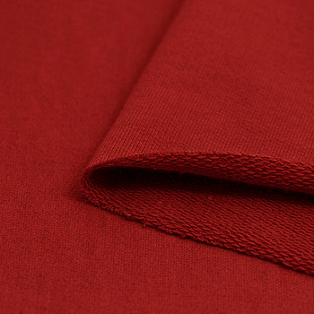 Ткань трикотаж Футер 3х нитка петля хлопок 320г пенье 190см красный 18-1550 уп.1м