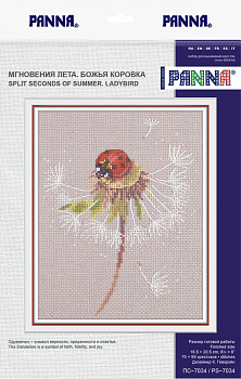 Набор для вышивания PANNA арт. PS-7034 Мгновения лета. Божья коровка 16,5х20,5 см