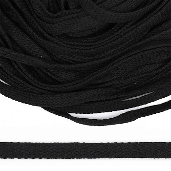 Шнур плоский х/б 10мм турецкое плетение цв.032 чёрный уп.50 м
