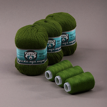 Пряжа для вязания Magic 4 Hobby Пух норки (80% пух норки, 20% полиамид) 3х50г/350м цв.S073 зеленый