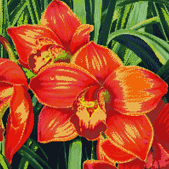 Набор для изготовления картин АЛМАЗНАЯ ЖИВОПИСЬ арт.АЖ.1026 Красные орхидеи 51х51 см