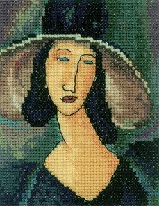 Набор для вышивания РТО арт.EH336 Портрет женщины в шляпе 10х13 см