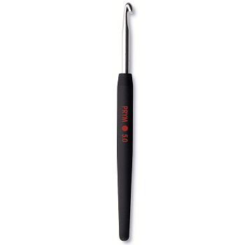 195178 PRYM Крючок для вязания алюминиевый с цветной ручкой 14см 5мм уп.1шт