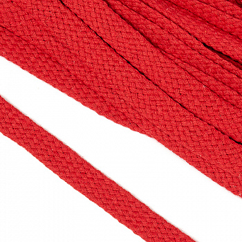 Шнур плоский х/б 12мм турецкое плетение цв.012 красный уп.25 м