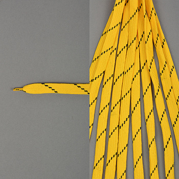 Шнурки плоские 14мм классическое плетение дл.100 см желтые-черные точки (10 компл)