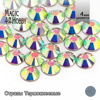 Стразы термоклеевые MAGIC 4 HOBBY SS16 (3,8-4,0 мм) цв. Crystal AB уп.288шт