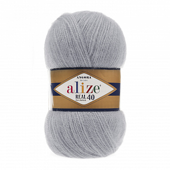 Пряжа для вязания Ализе Angora Real 40 (40% шерсть, 60% акрил) 5х100г/480м цв.021 серый