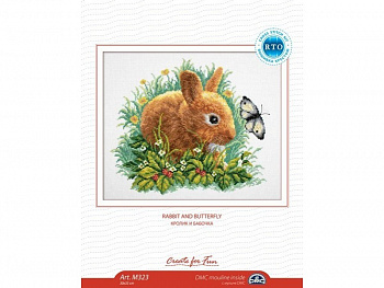 Набор для вышивания РТО арт.M323 Кролик и бабочка 30х35 см