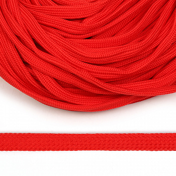 Шнур плоский полиэфир 12 мм классическое плетение цв.113 красный уп.50 м